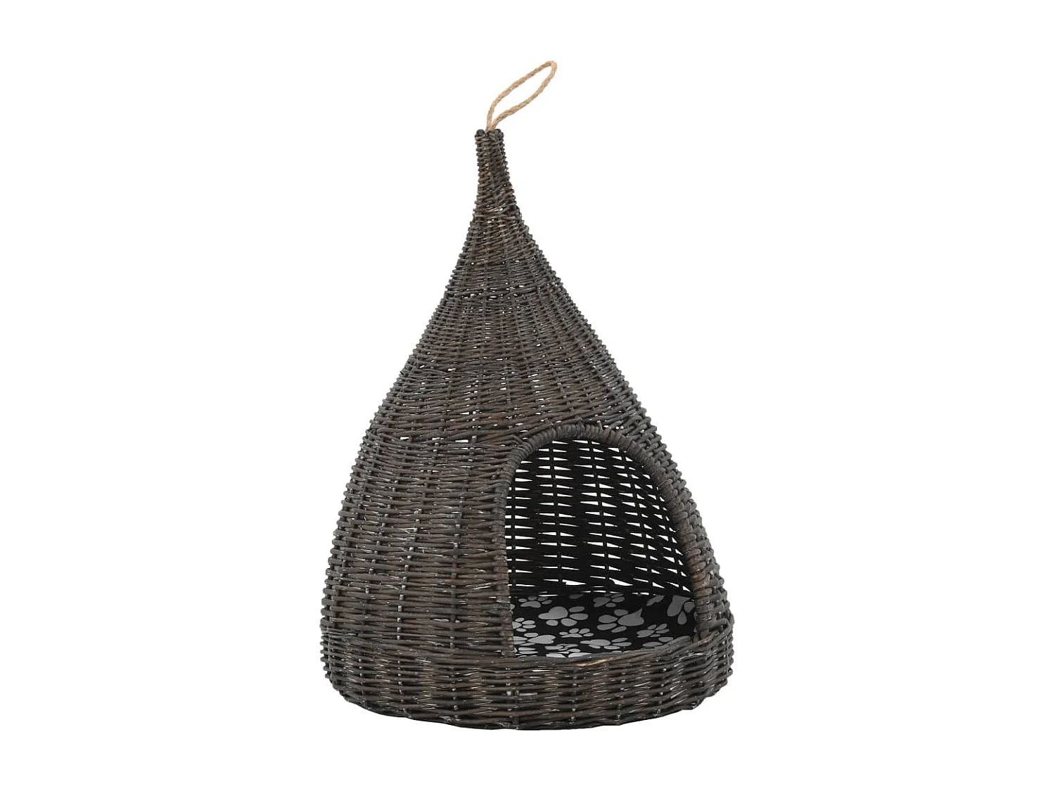 Panier pour chats avec coussin Gris 40x60 cm Saule naturel