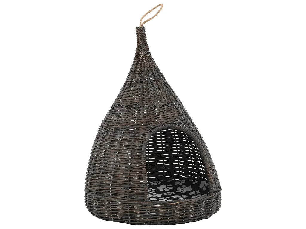 Panier pour chats avec coussin Gris 40x60 cm Saule naturel