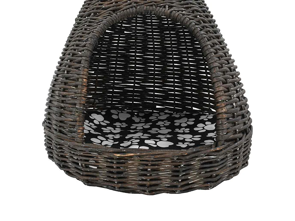 Kattenhuis met kussen tipi 40x60 cm natuurlijk wilgen grijs
