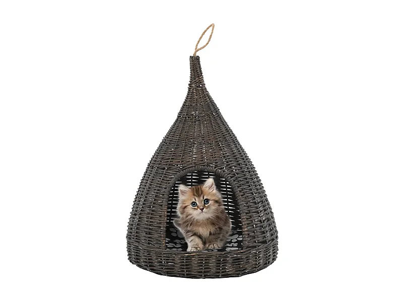Cesta per Gatti Cuscino Grigio 40x60cm Teepee Salice Naturale