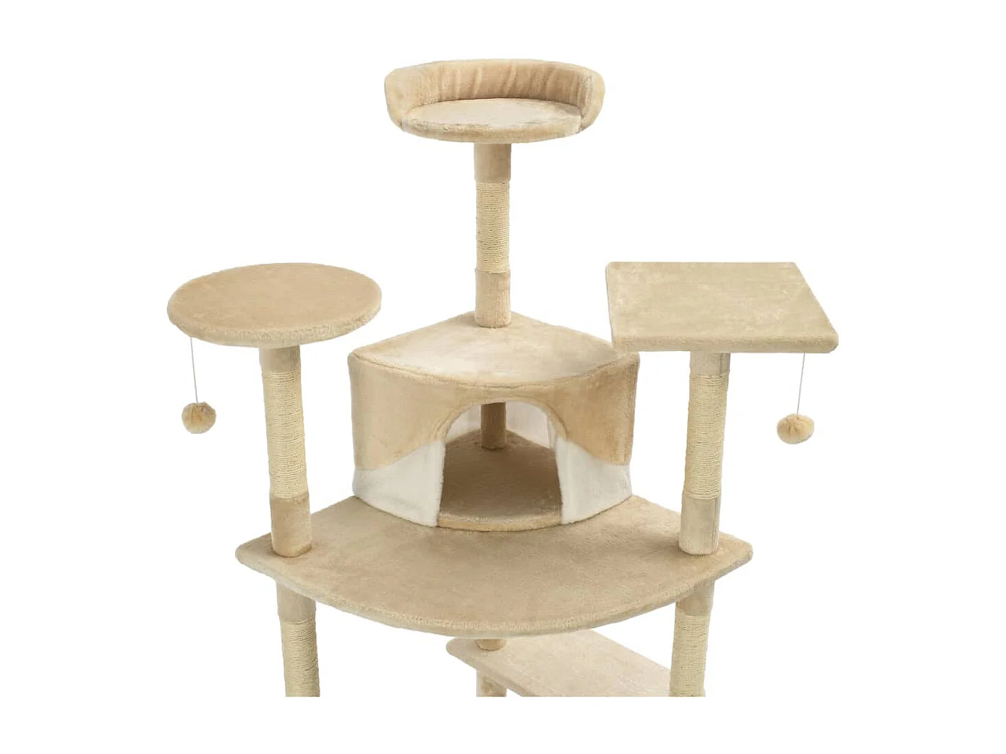 Árvore p/ gatos c/ postes arranhadores sisal 203 cm bege/branco