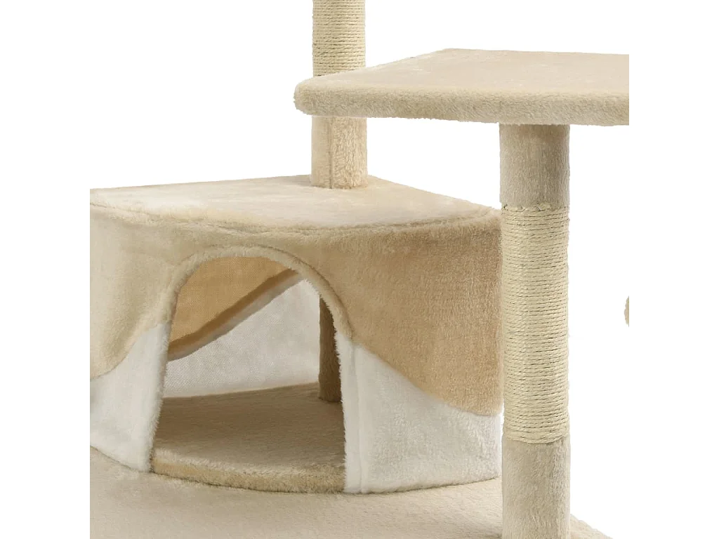 Árvore p/ gatos c/ postes arranhadores sisal 203 cm bege/branco