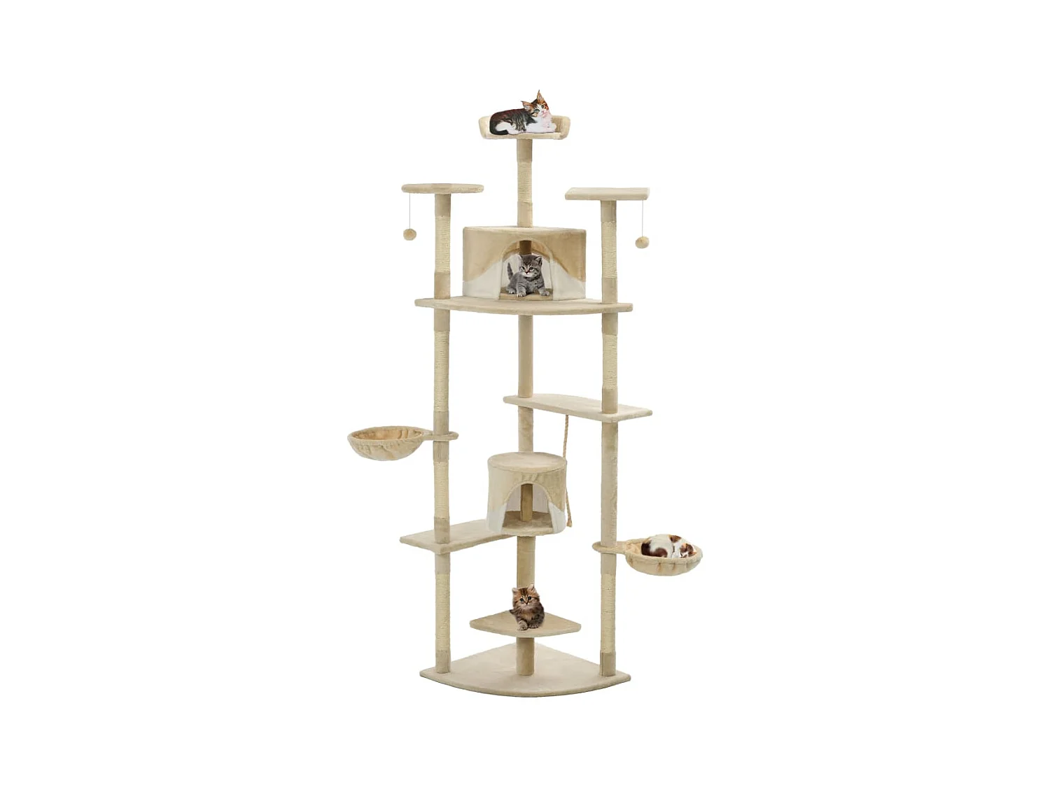 Arbre à chat avec griffoirs en sisal 203 cm Beige et Blanc