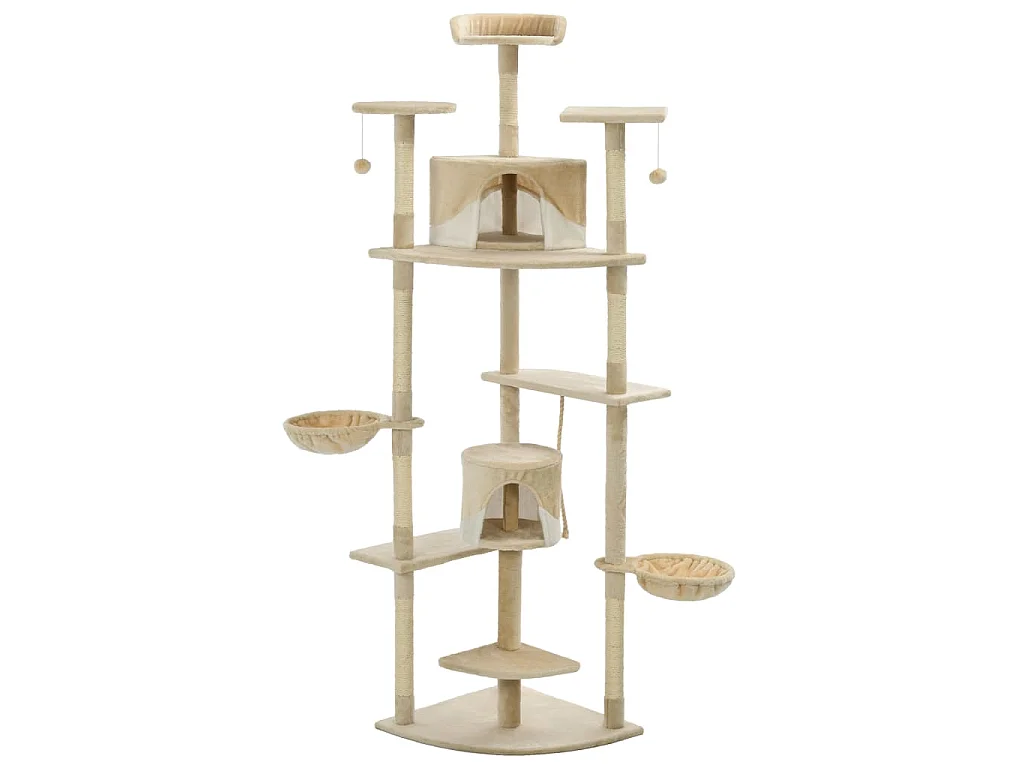 Arbre à chat avec griffoirs en sisal 203 cm Beige et Blanc
