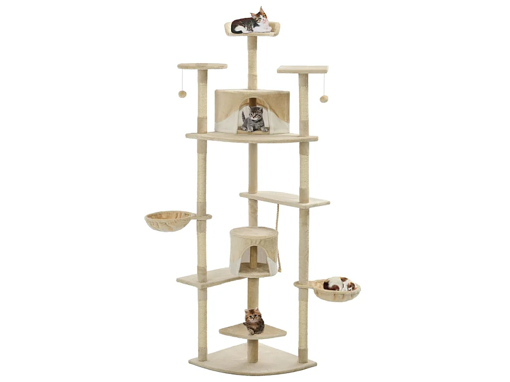 Arbre à chat avec griffoirs en sisal 203 cm Beige et Blanc