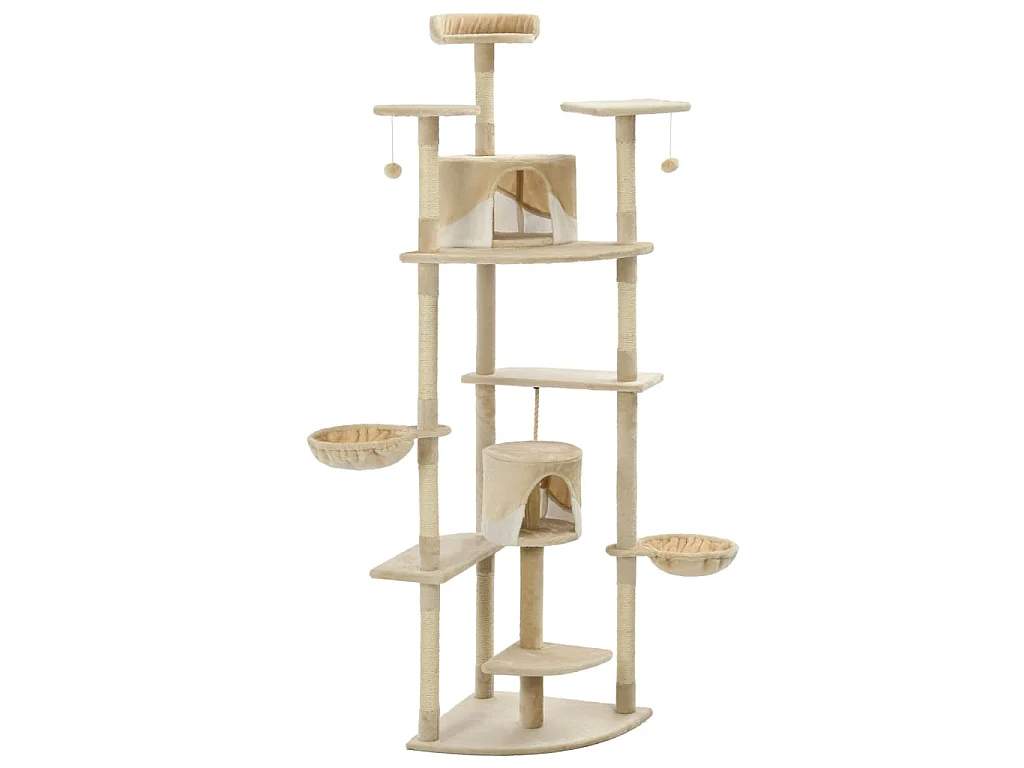 Arbre à chat avec griffoirs en sisal 203 cm Beige et Blanc