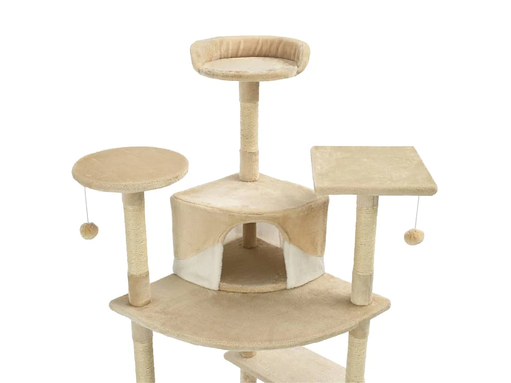 Arbre à chat avec griffoirs en sisal 203 cm Beige et Blanc
