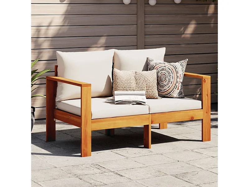 Gartensofa mit Kissen 2-Sitzer Massivholz Akazie