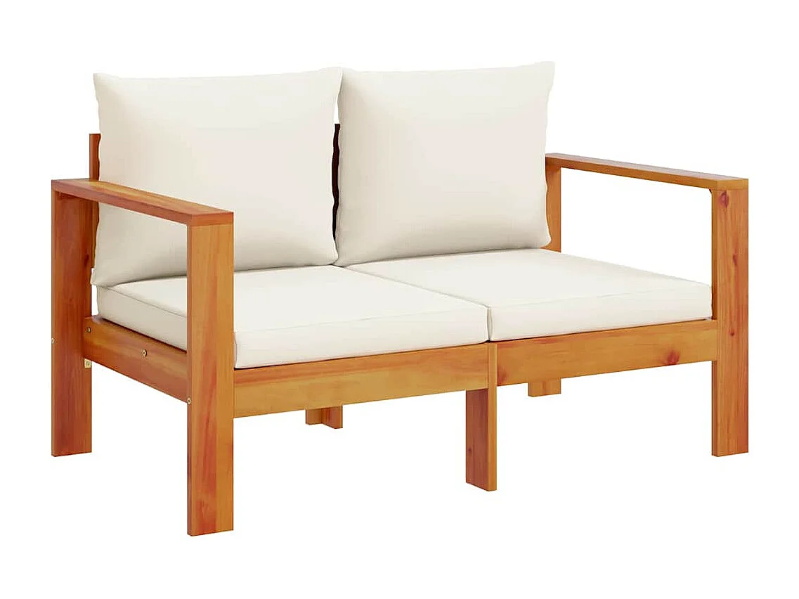 Gartensofa mit Kissen 2-Sitzer Massivholz Akazie