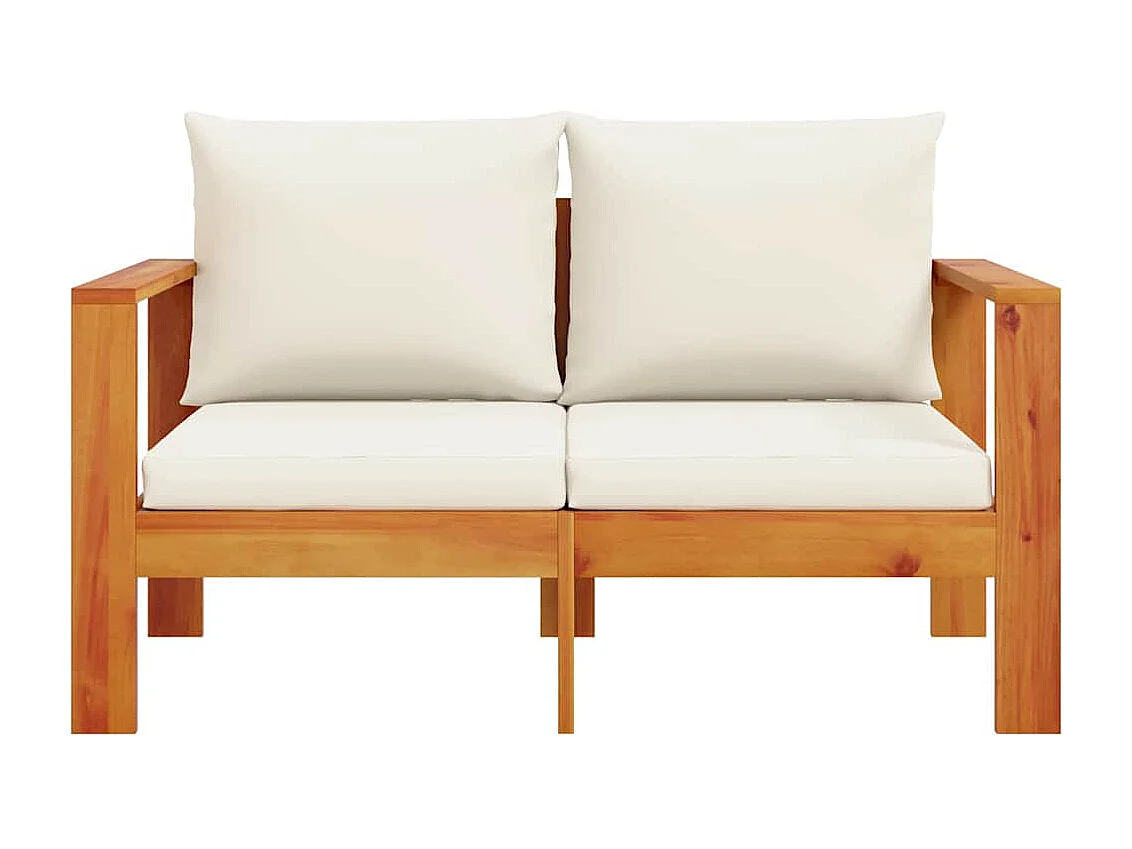 Gartensofa mit Kissen 2-Sitzer Massivholz Akazie