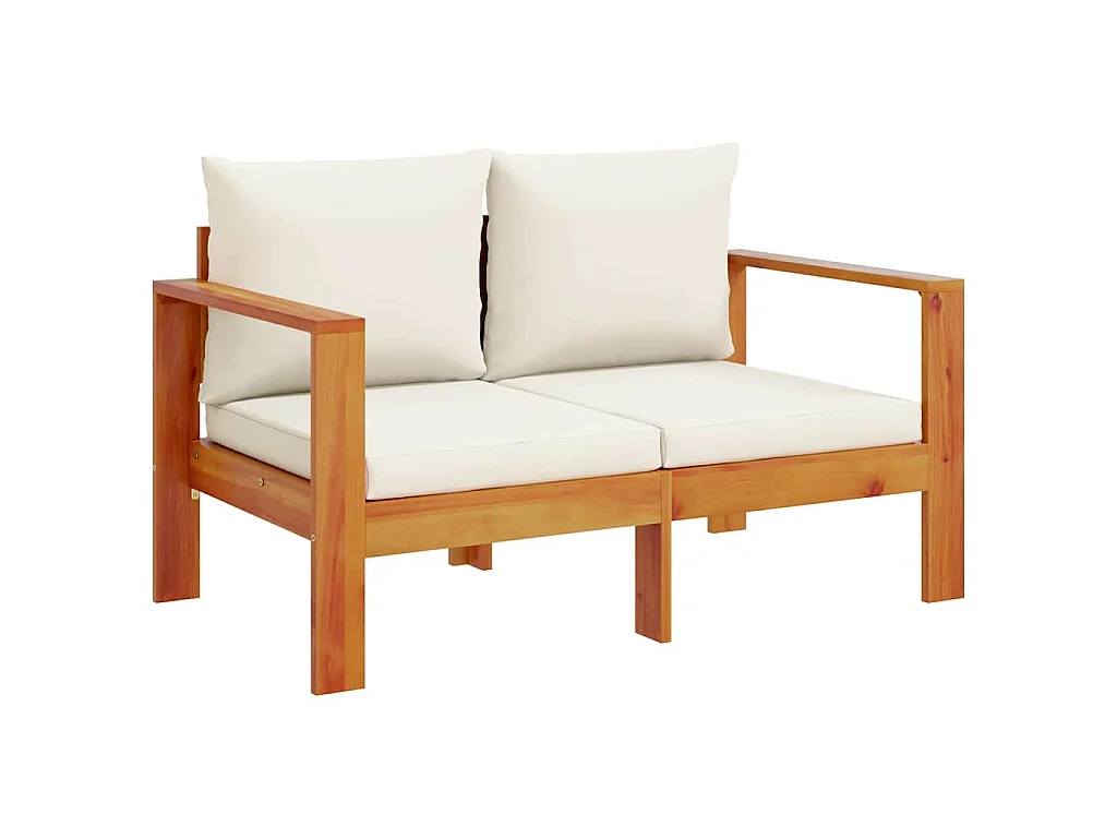 Divano da Giardino con Cuscini 2 Posti Legno Massello di Acacia