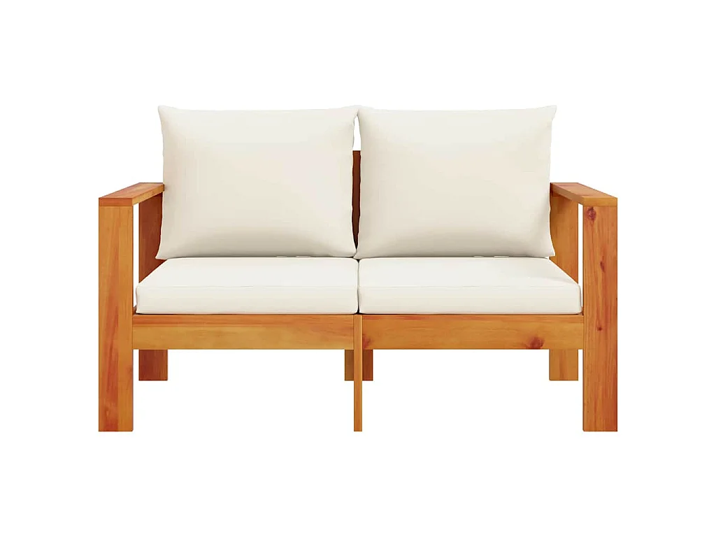 Divano da Giardino con Cuscini 2 Posti Legno Massello di Acacia