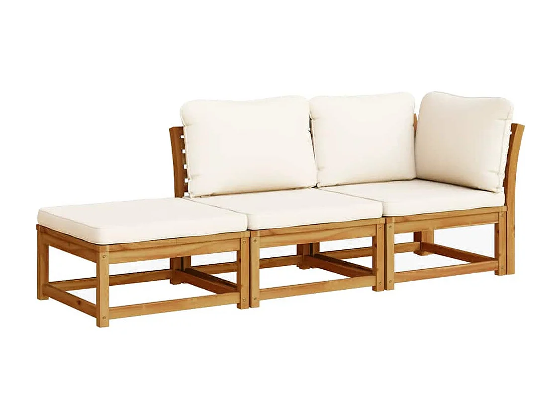 Salon de jardin 3 pcs avec coussins bois massif d'acacia