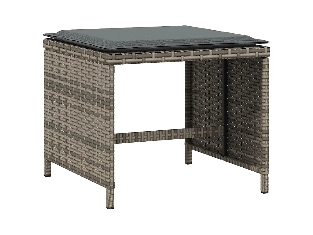 Bancos jardim com almofadões 4 pcs 40x40x35 cm vime PE cinzento