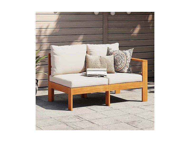Gartensofa mit 1 Armlehne 2-Sitzer Massivholz Akazie