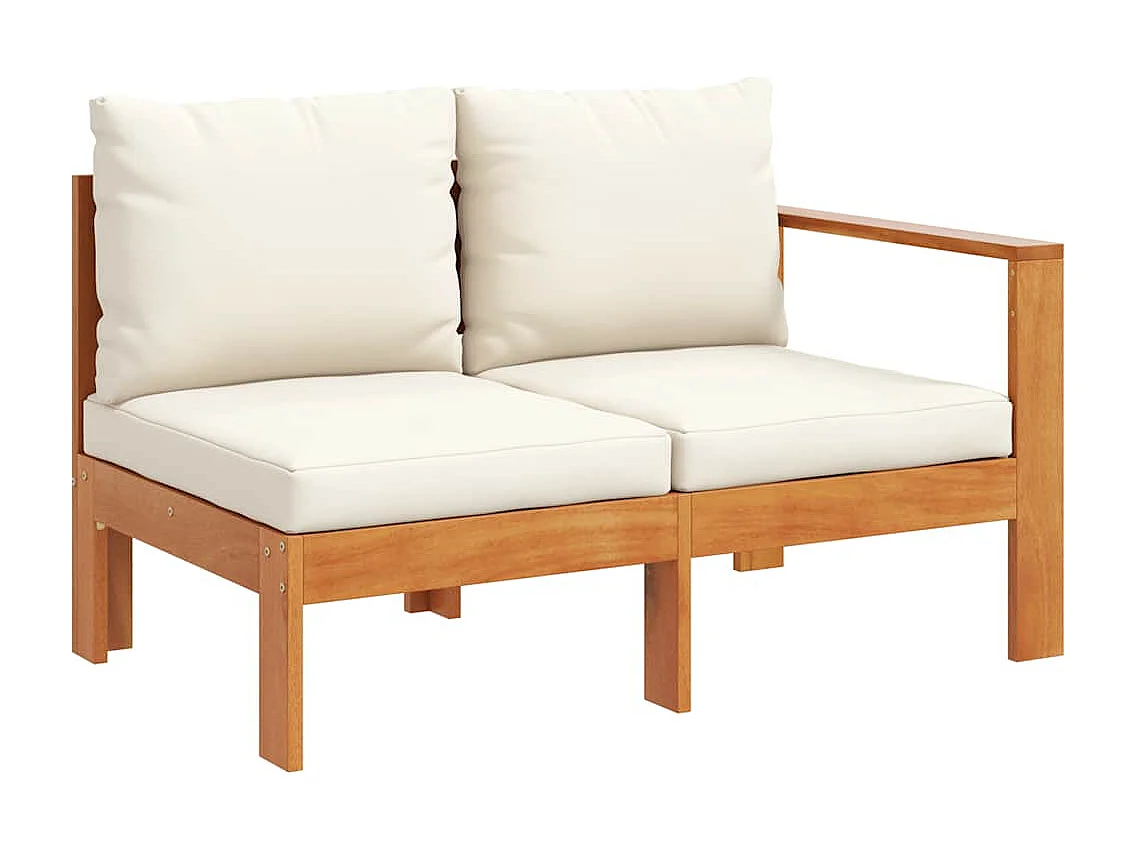 Sofá de jardín con 1 reposabrazos 2 plazas madera maciza acacia