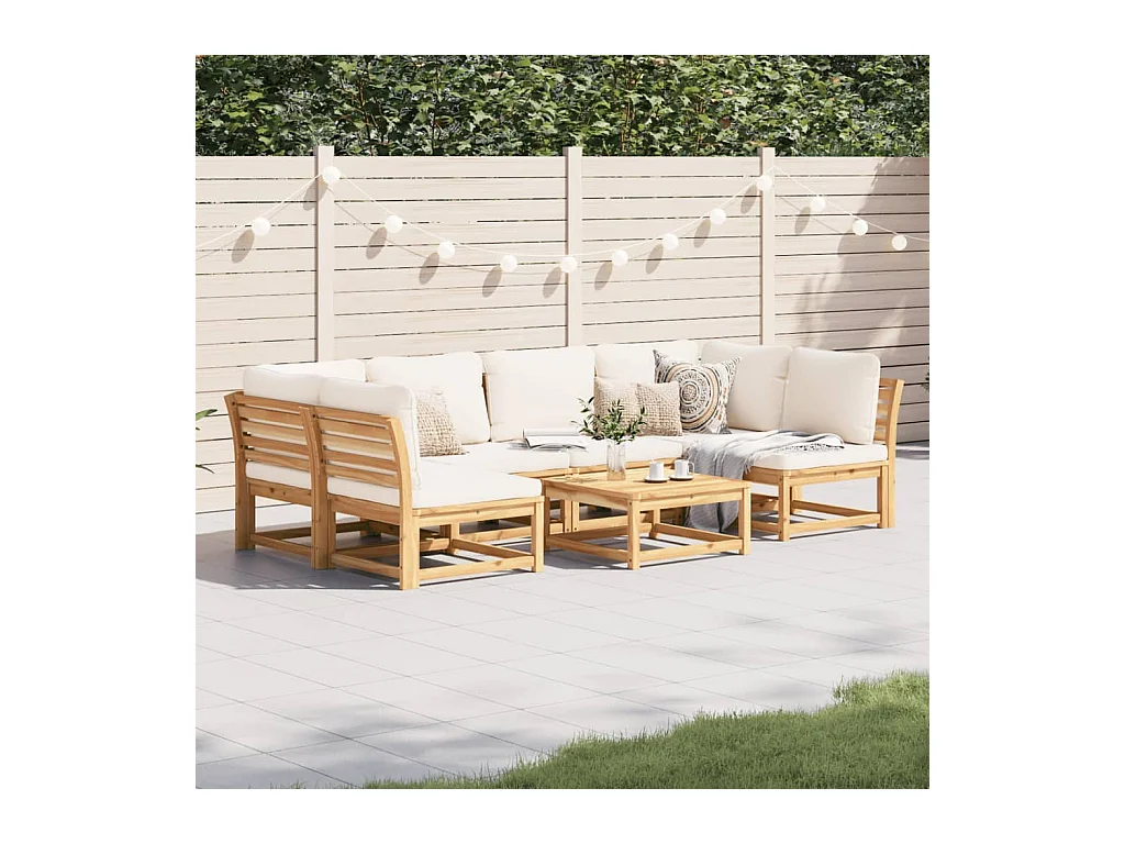 Set Salotto da Giardino 7 pz con Cuscini Legno Massello Acacia