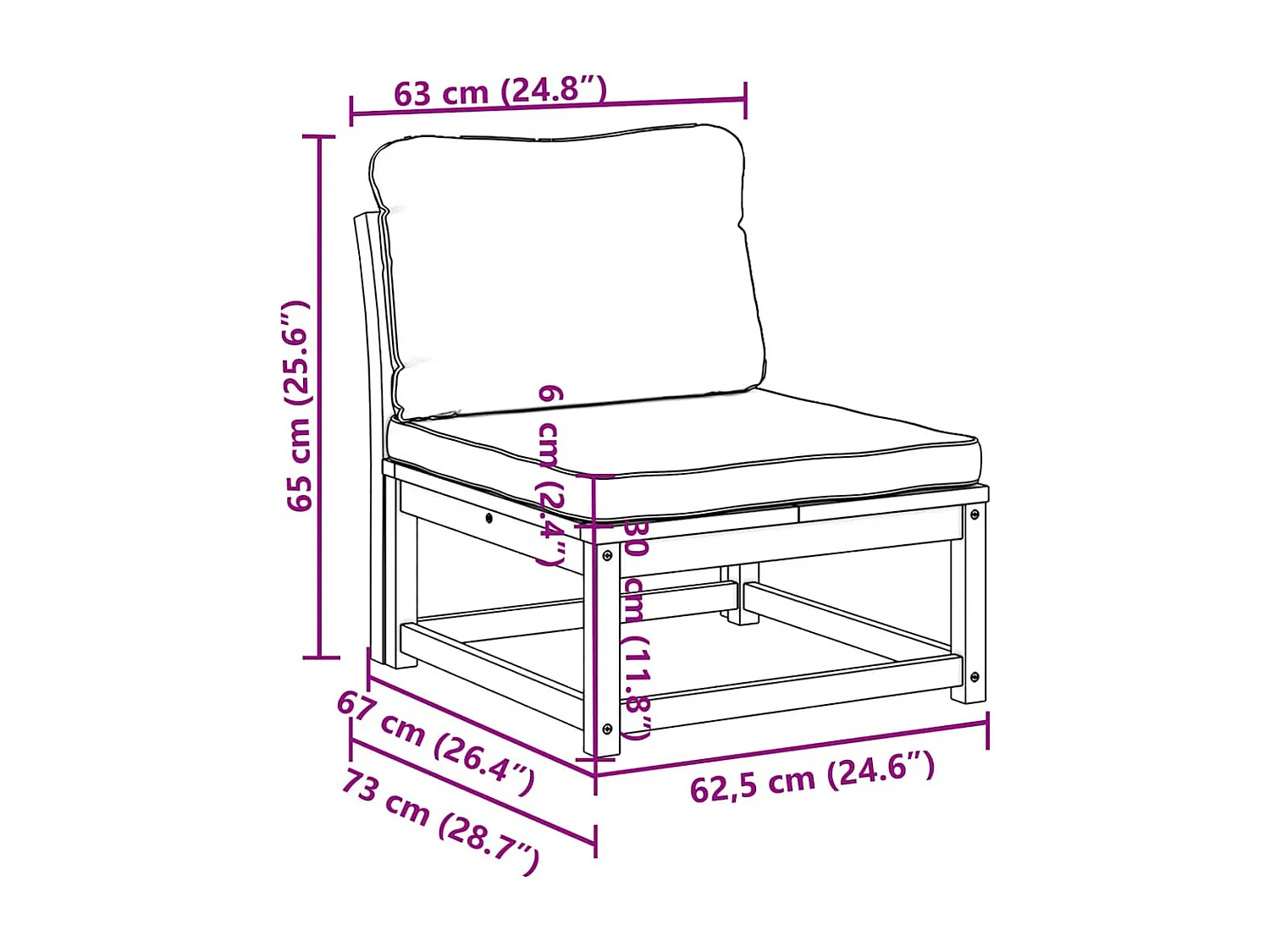 Salon de jardin avec coussins bois massif d'acacia
