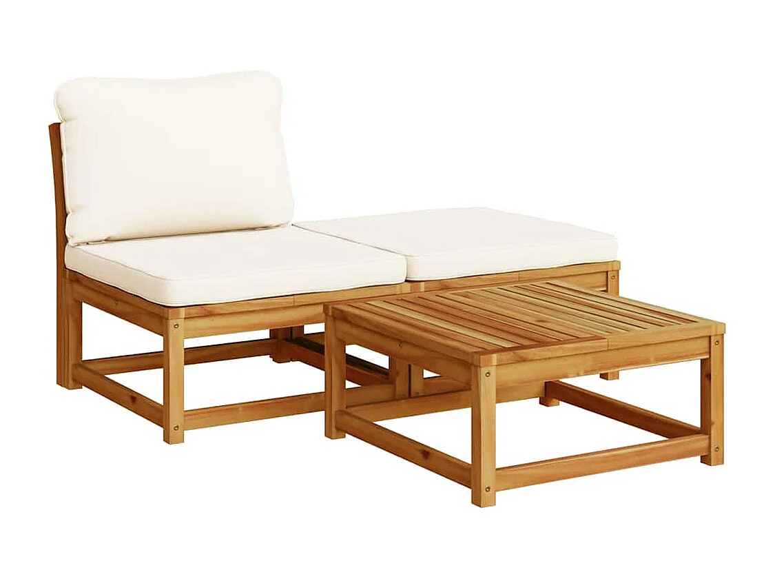 Salon de jardin 6 pcs avec coussins bois d'acacia solide