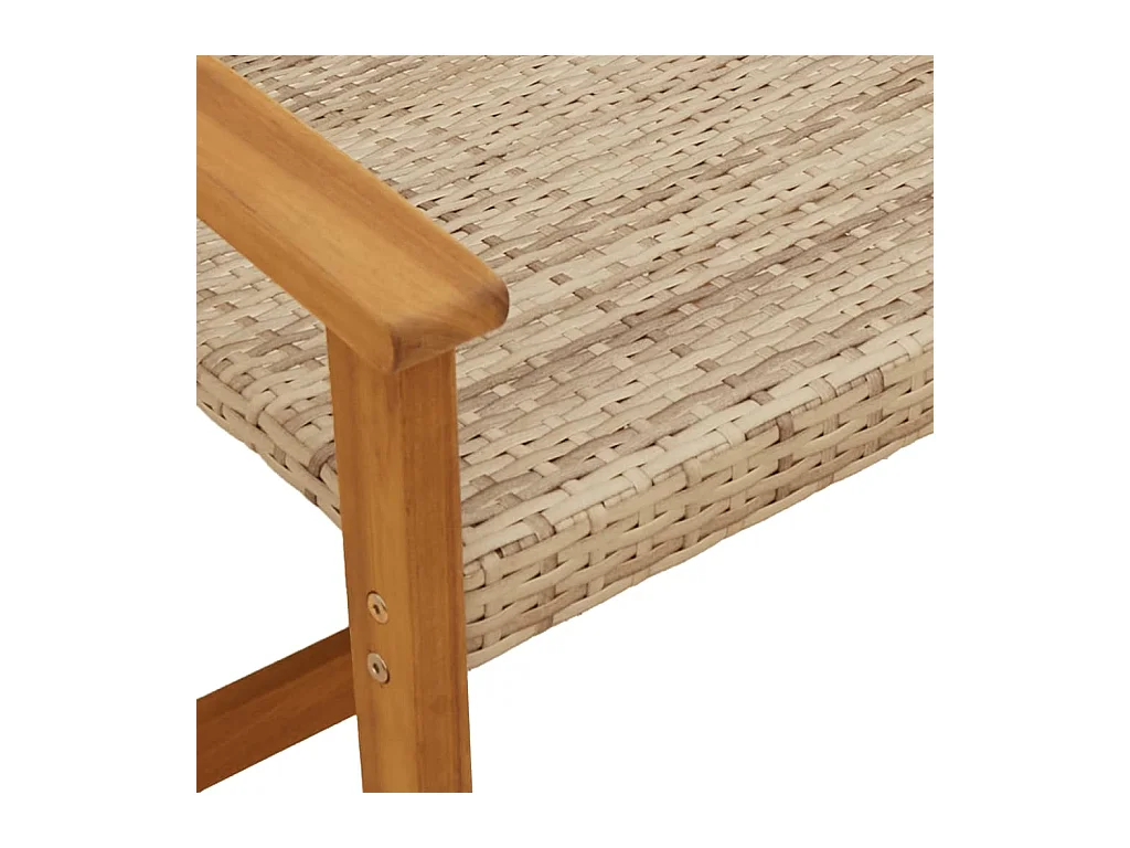 Salon de jardin 5 pcs beige résine tressée et bois d'acacia