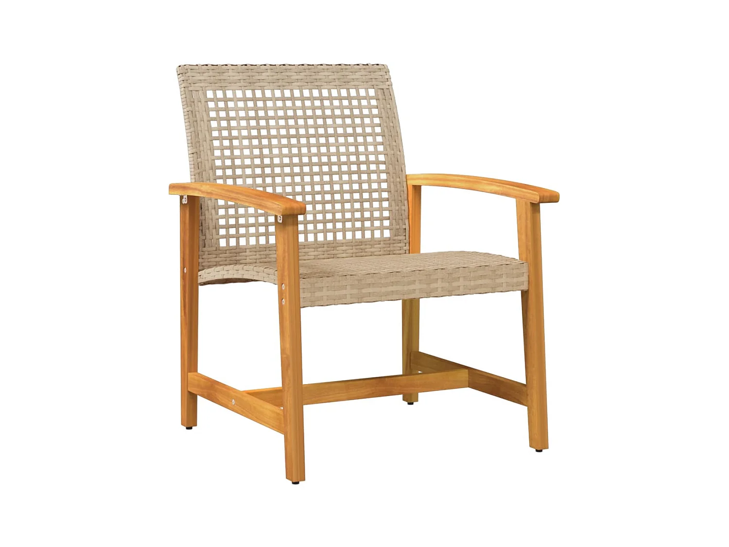 Salon de jardin 5 pcs beige résine tressée et bois d'acacia