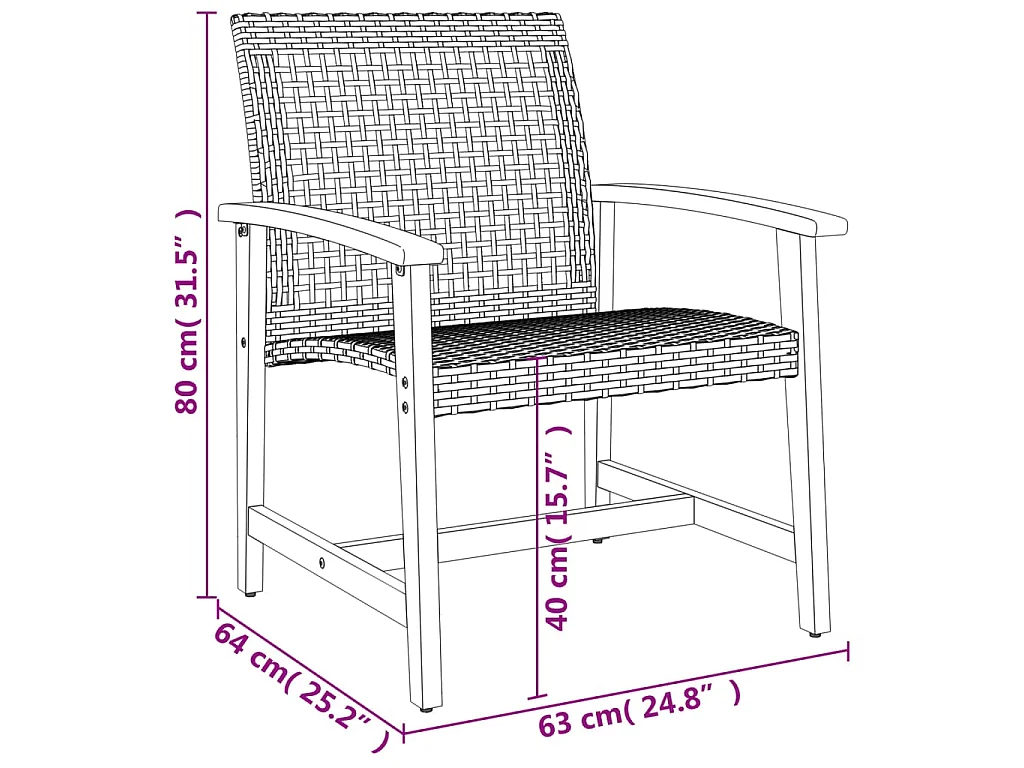 Set da Bistrot 3 pz Beige in Polyrattan e Legno di Acacia