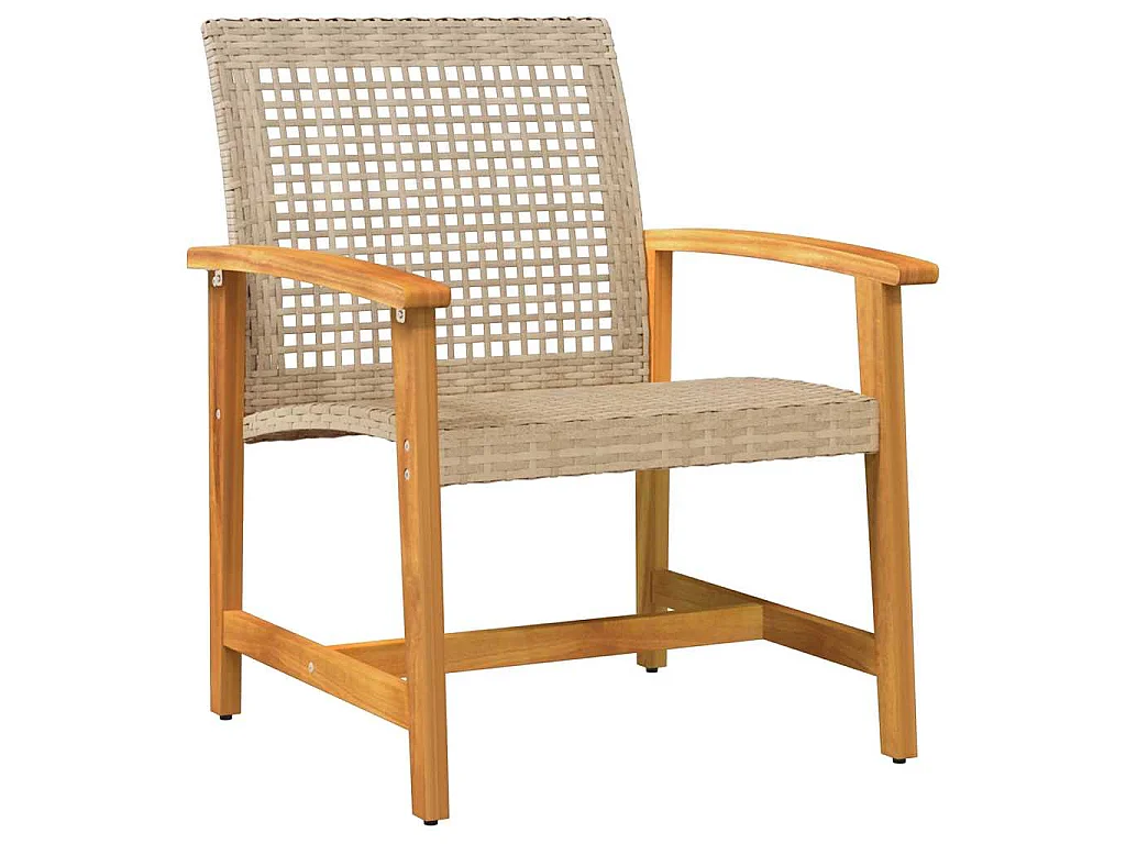 Set da Bistrot 3 pz Beige in Polyrattan e Legno di Acacia
