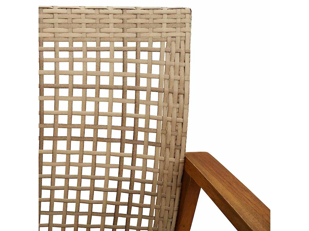 Set da Bistrot 3 pz Beige in Polyrattan e Legno di Acacia