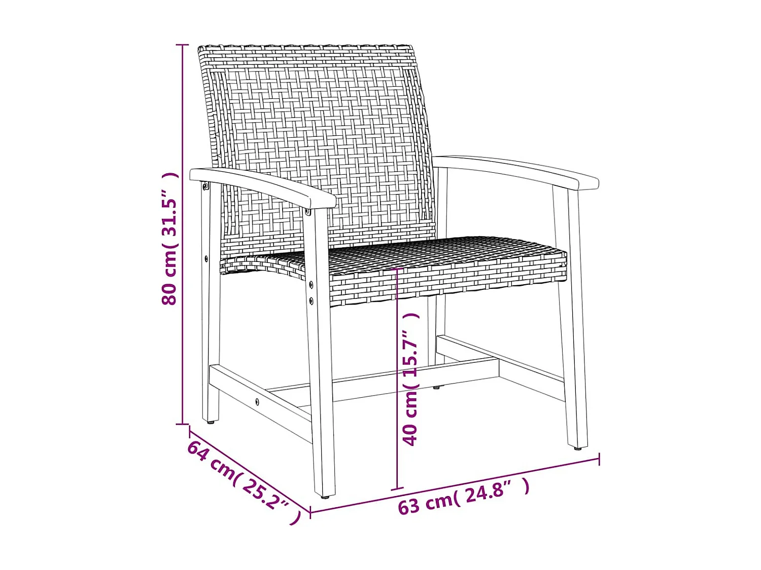 Set da Bistrot 3 pz Beige in Polyrattan e Legno di Acacia