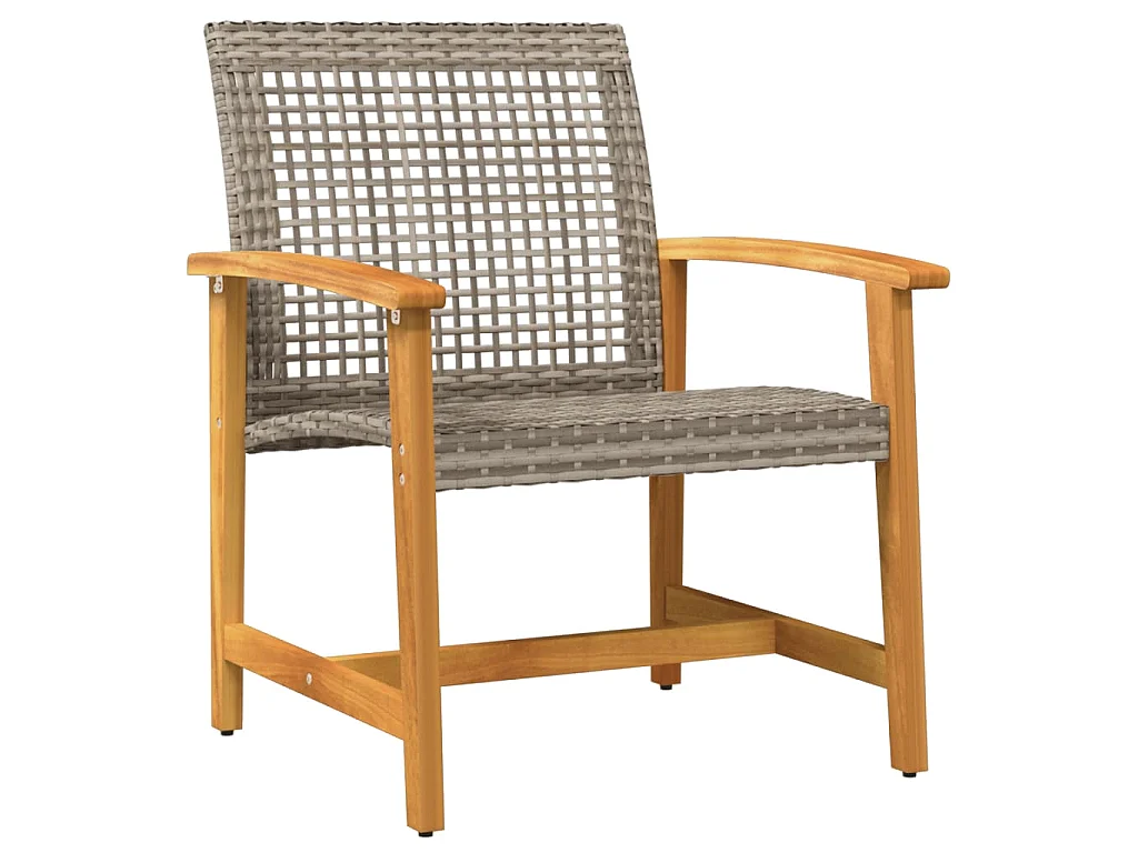 Ensemble de bistro 3 pcs gris résine tressée et bois d'acacia