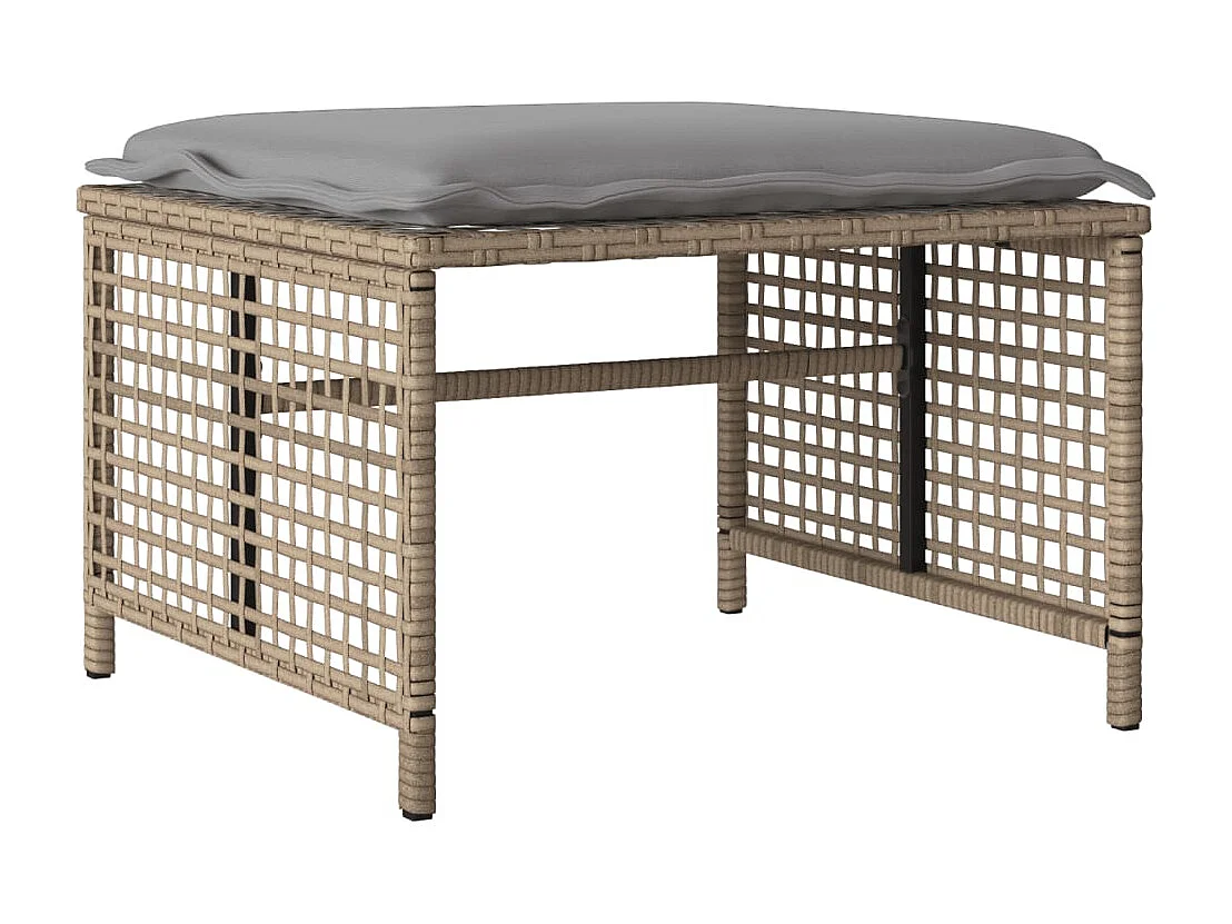 Salon de jardin avec coussins 4 pcs beige résine tressée verre