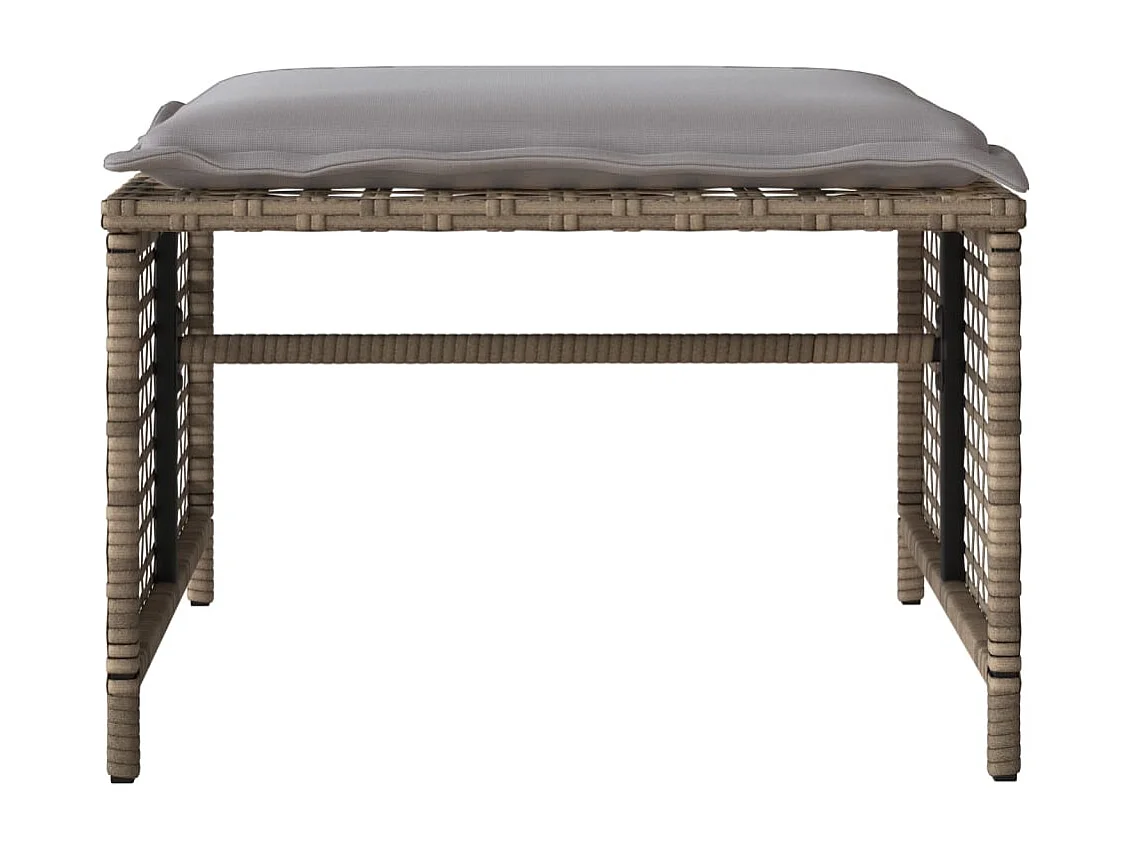 Salon de jardin avec coussins 4 pcs beige résine tressée verre