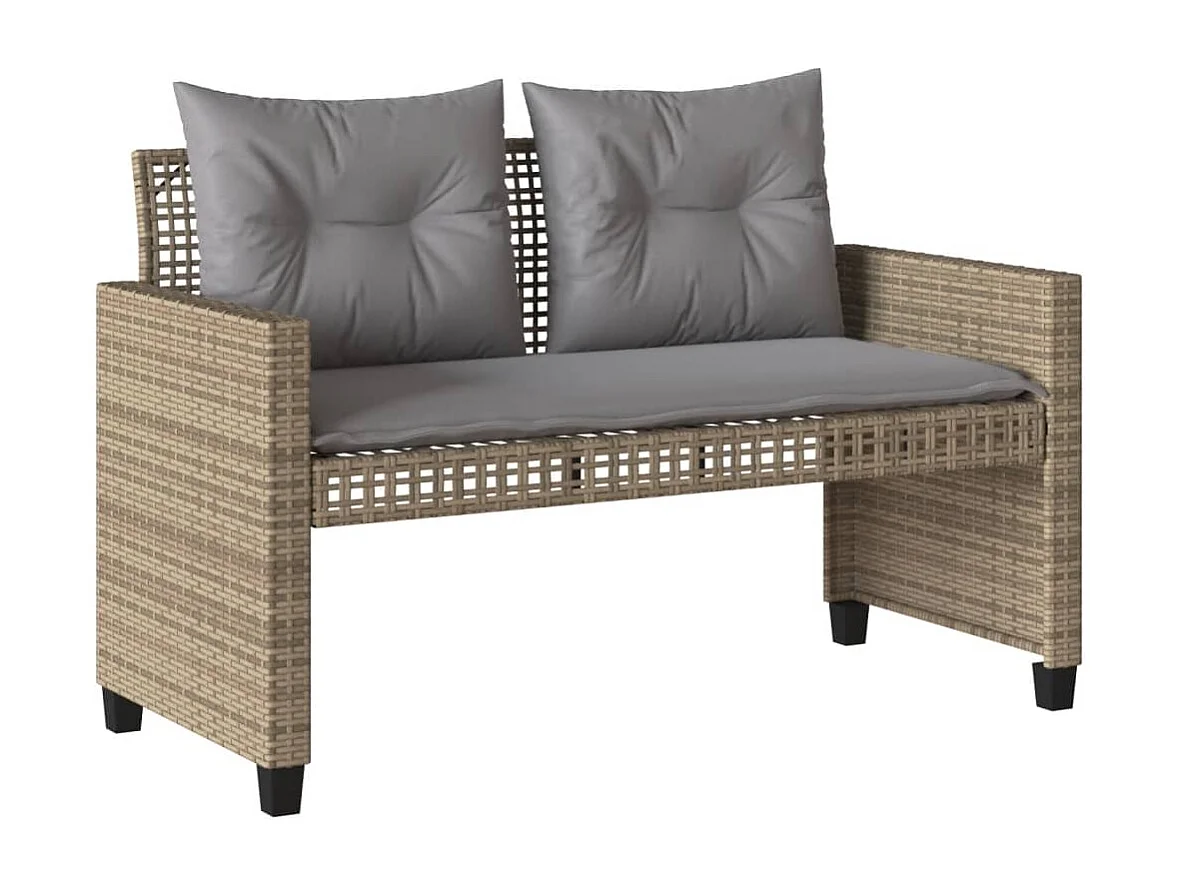 Salon de jardin avec coussins 4 pcs beige résine tressée verre