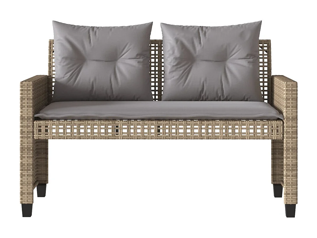 Salon de jardin avec coussins 4 pcs beige résine tressée verre