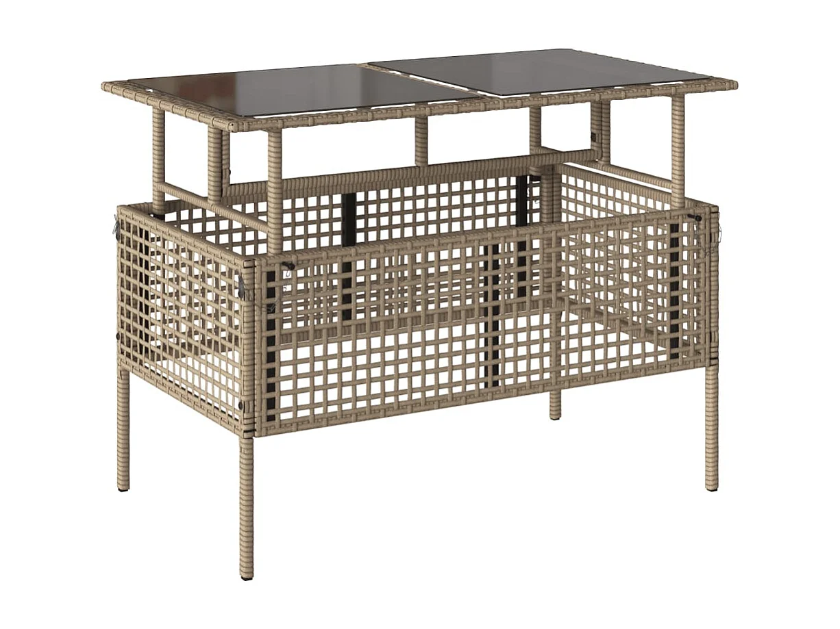 Salon de jardin avec coussins 4 pcs beige résine tressée verre