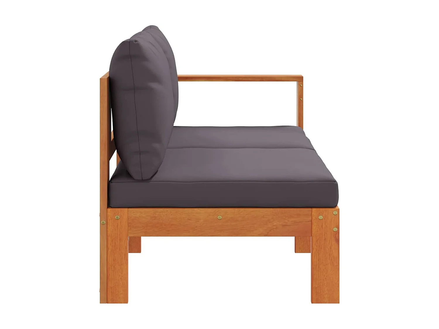 Sofá de 2 lugares para jardim c/ 1 apoio de braço acácia maciça