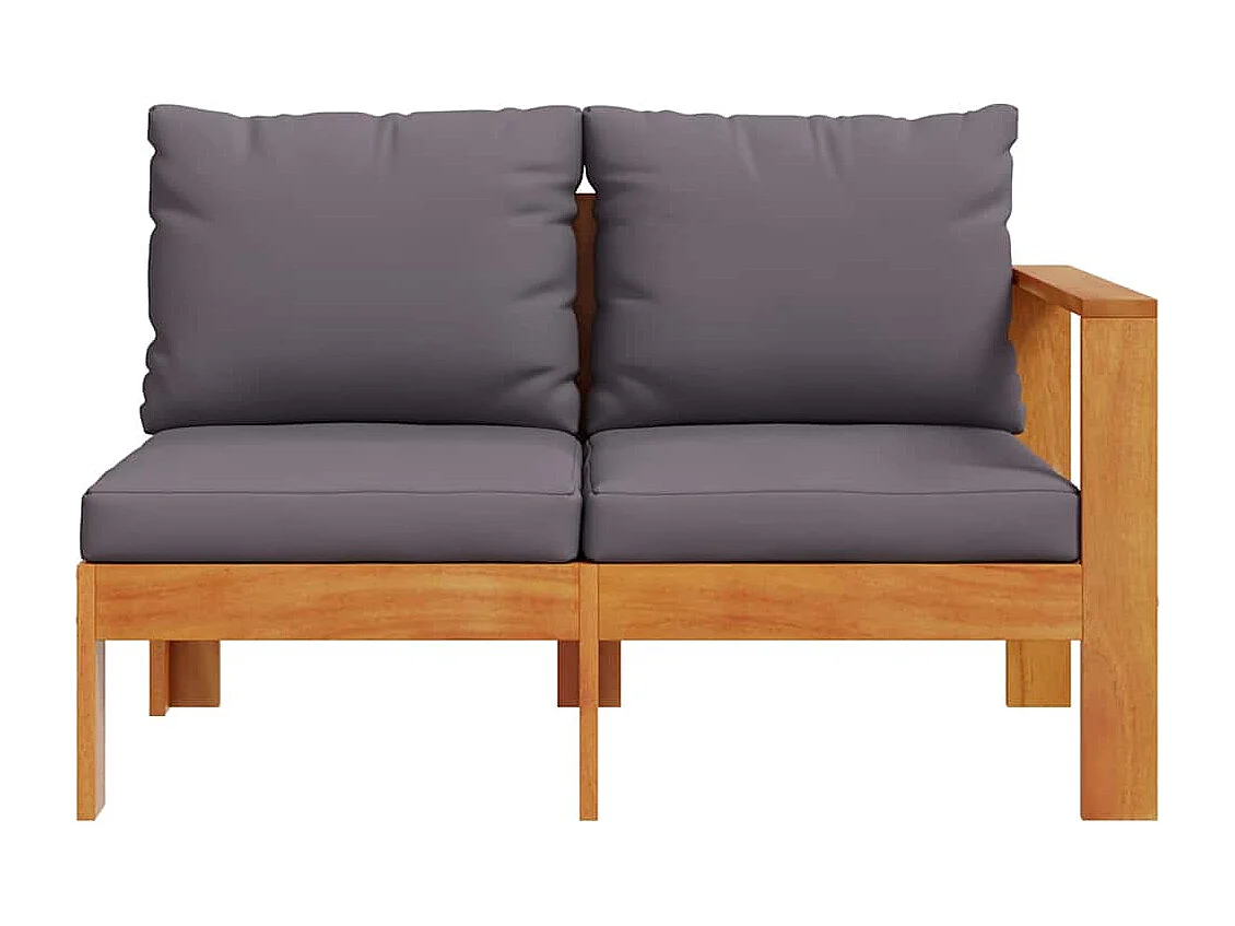 Sofá de jardín con 1 reposabrazos 2 plazas madera maciza acacia