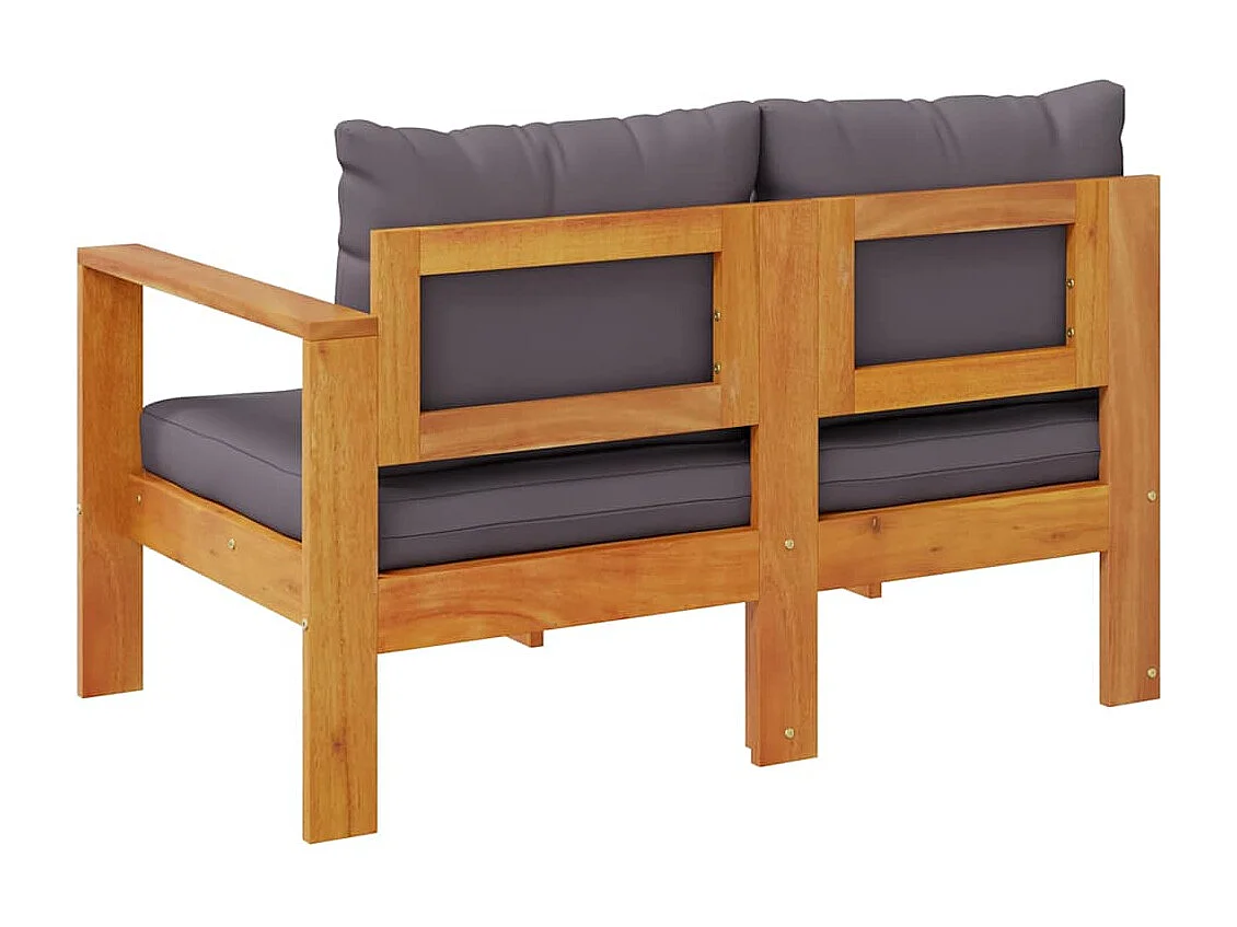 Sofá de jardín con 1 reposabrazos 2 plazas madera maciza acacia