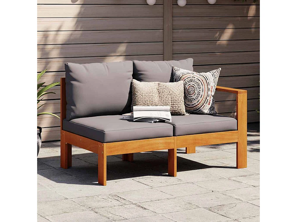 Canapé de jardin avec 1 accoudoir 2 places bois massif d'acacia