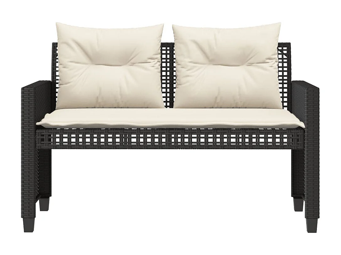 4-tlg. Garten-Sofagarnitur mit Kissen Schwarz Poly Rattan Glas