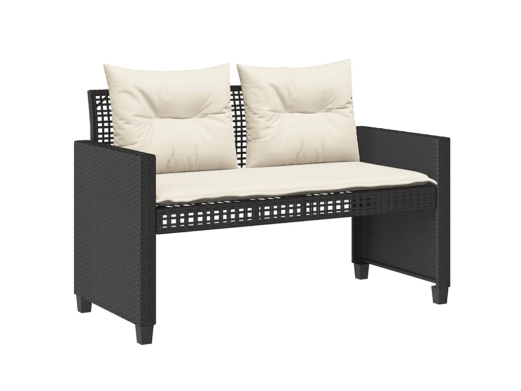4 pcs conj. sofás p/ jardim c/ almofadões vime PE/vidro preto