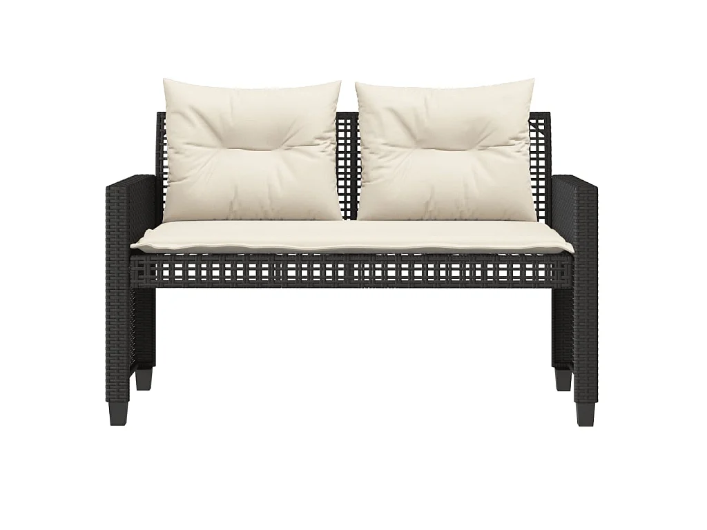 4 pcs conj. sofás p/ jardim c/ almofadões vime PE/vidro preto