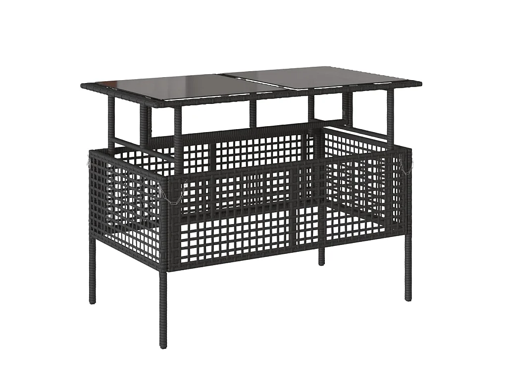 4 pcs conj. sofás p/ jardim c/ almofadões vime PE/vidro preto