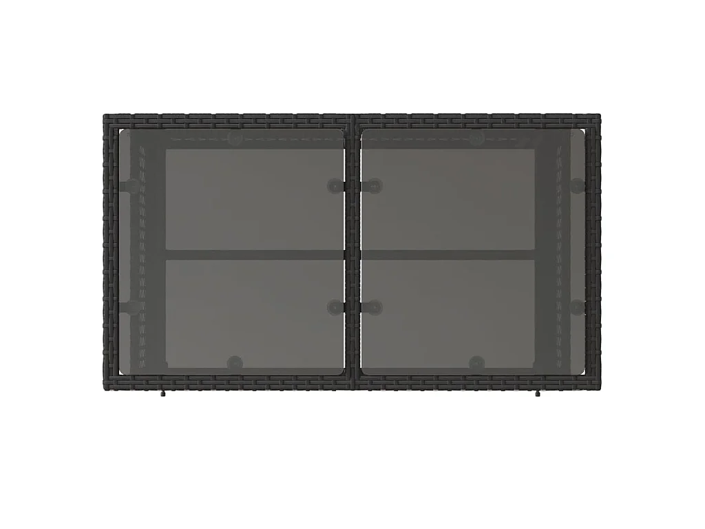 4 pcs conj. sofás p/ jardim c/ almofadões vime PE/vidro preto