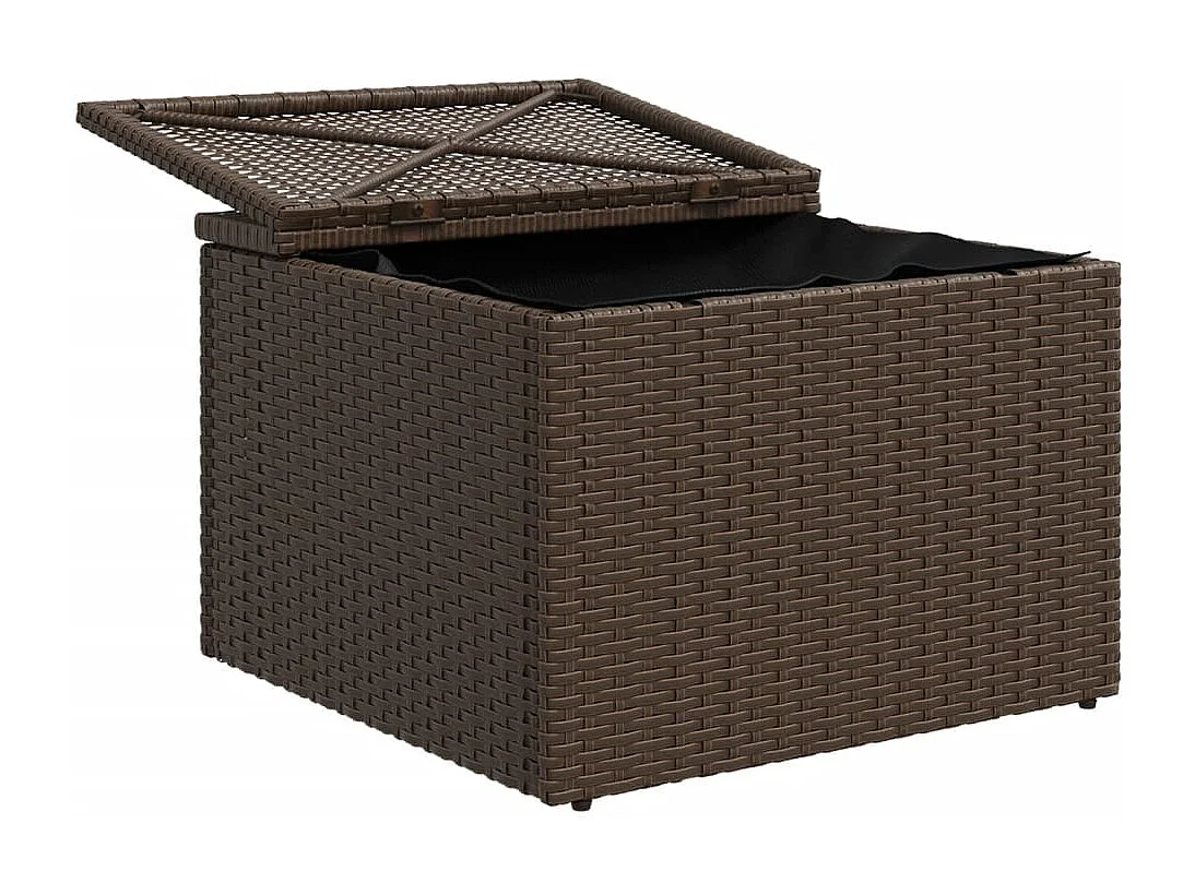 Tabouret de jardin avec coussin brun 55x55x37 cm résine tressée