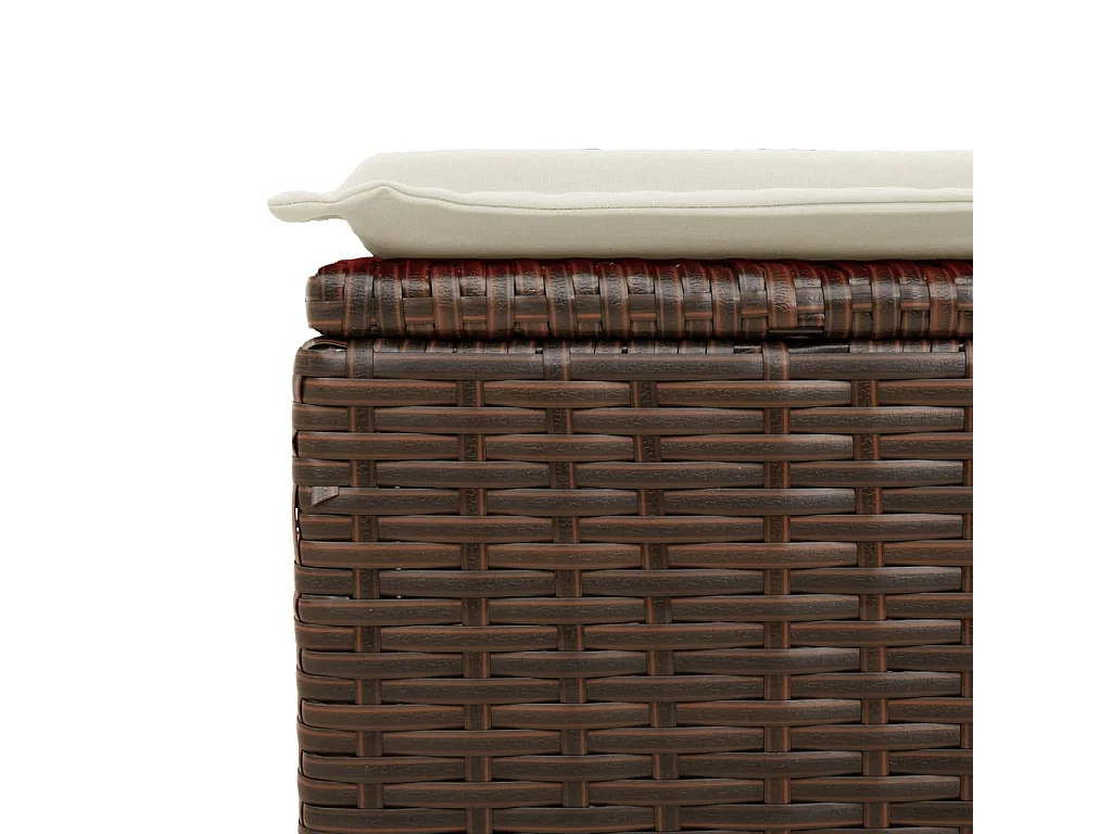 Tabouret de jardin avec coussin brun 55x55x37 cm résine tressée