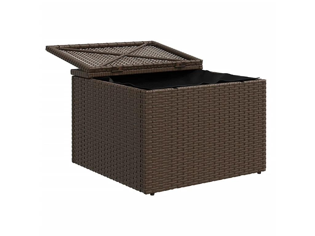 Tabouret de jardin avec coussin brun 55x55x37 cm résine tressée