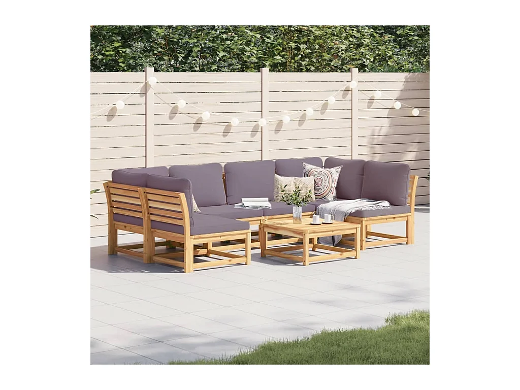 Salon de jardin avec coussins 7 pcs bois massif d'acacia