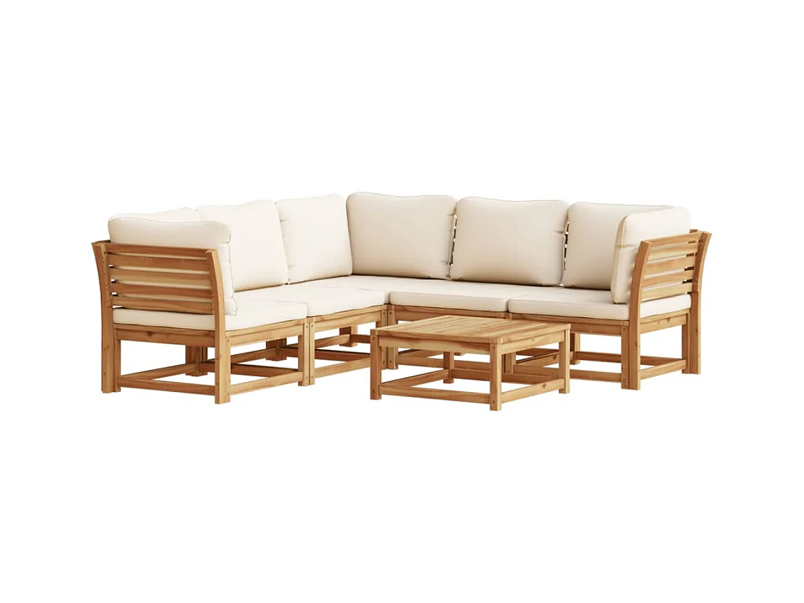 Set Salotto da Giardino 6 pz con Cuscini in Massello di Acacia