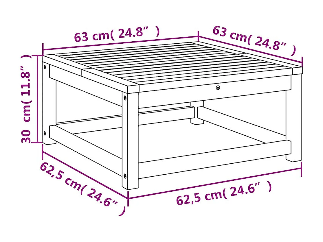 Tuintafel 63x63x30 cm massief acaciahout